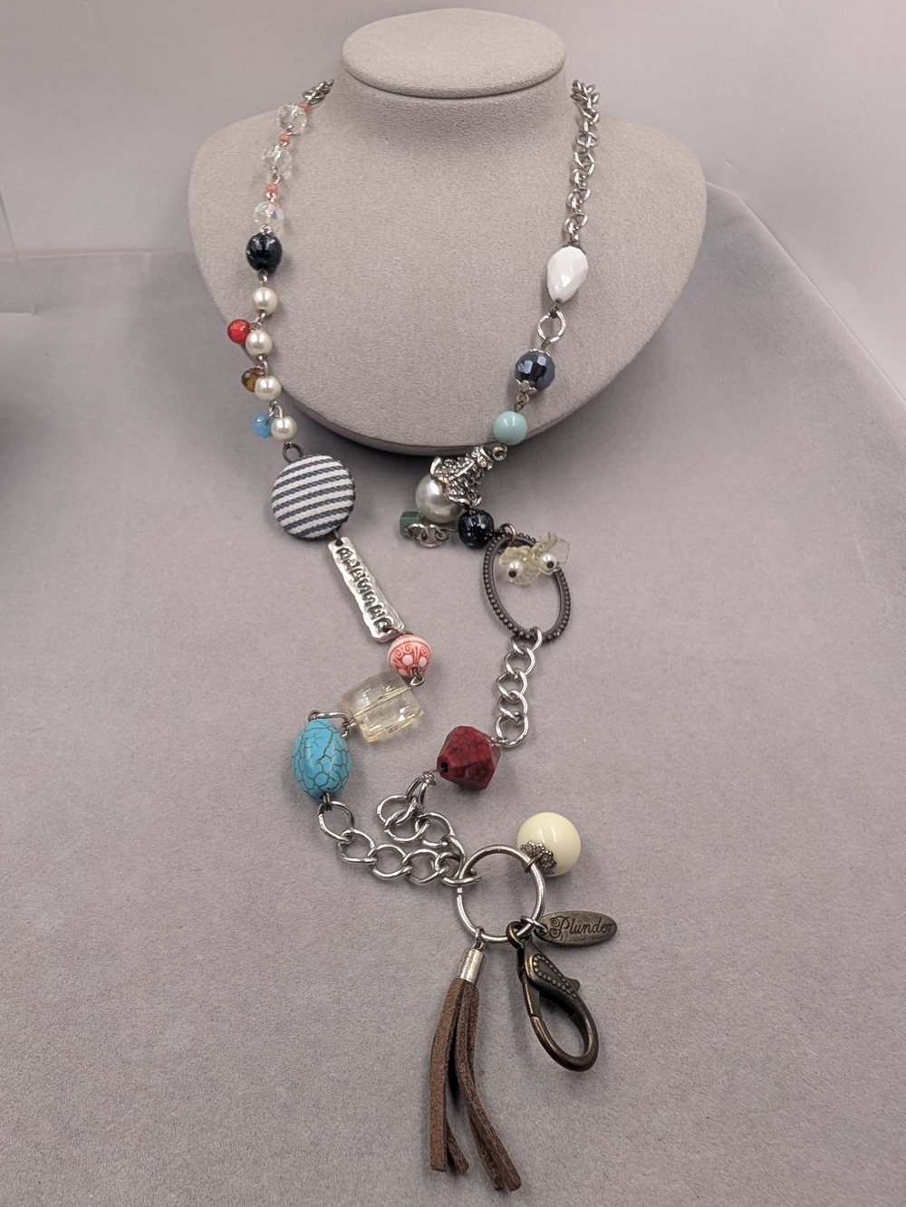 Plunder Boho Badge Holder Lanyard Key Necklace Mixed Media Tassel | 1318